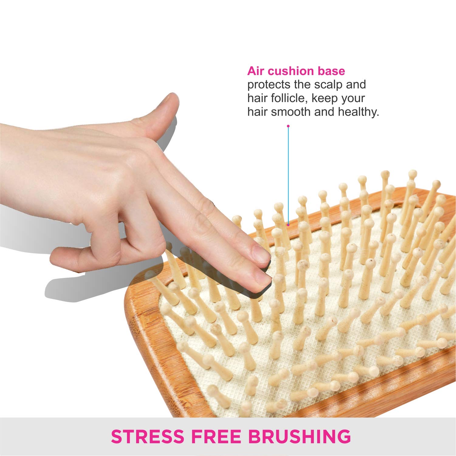 Vega Wooden Bristle Paddle Hair Brush for Men & Women - India's No.1 Hair Brush Brand (E2-PBB) - Perfect for Detangling, Styling & Scalp Massage at Home or Salon