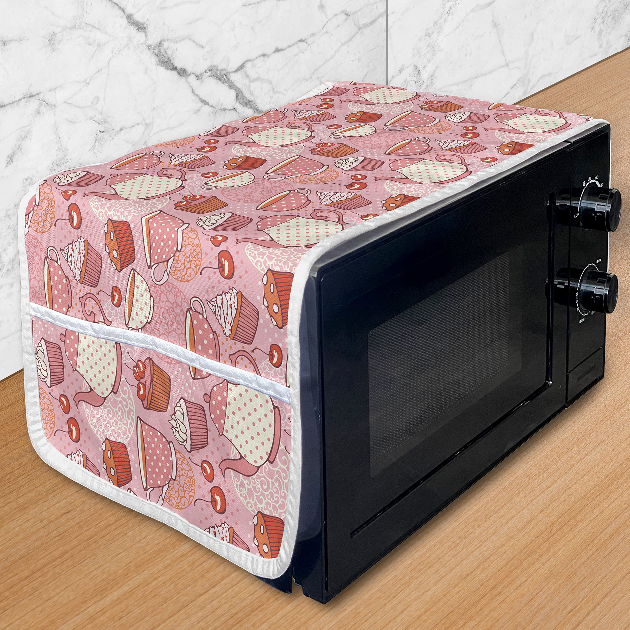 Ambesonne Cartoon Microwave Cover - Waterproof Kitchen Organizer with Pockets, 36