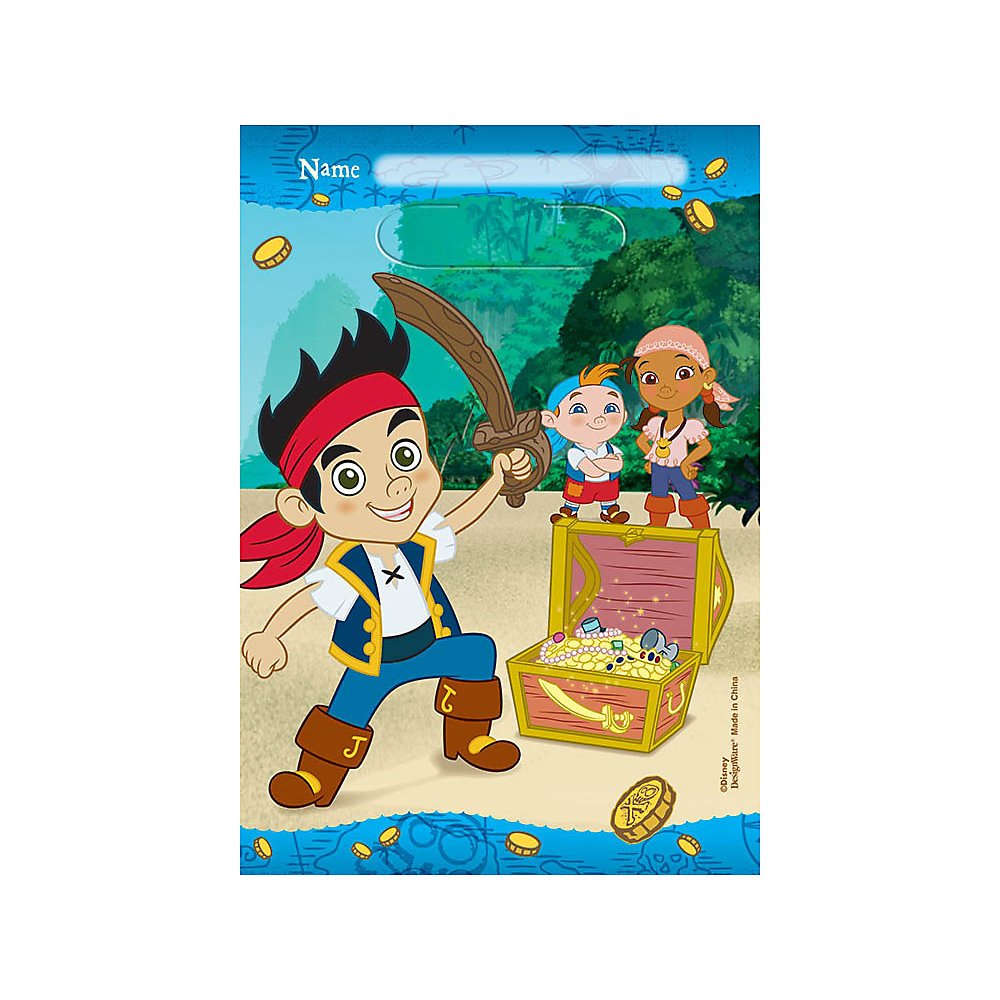 Jake and Neverland Pirates Party Favor Loot Bags (8 Pack) - Kids Birthday Party Supplies for Themed Decorations & Treasure Hunt Games