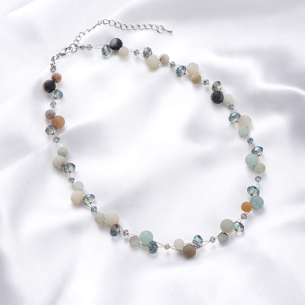Turquoise Beaded Necklace for Women - Elegant Pearl & Crystal Bead Fashion Jewelry, Perfect Birthday Gift for Her | Boho Chic Accessory for Parties, Weddings & Everyday Wear