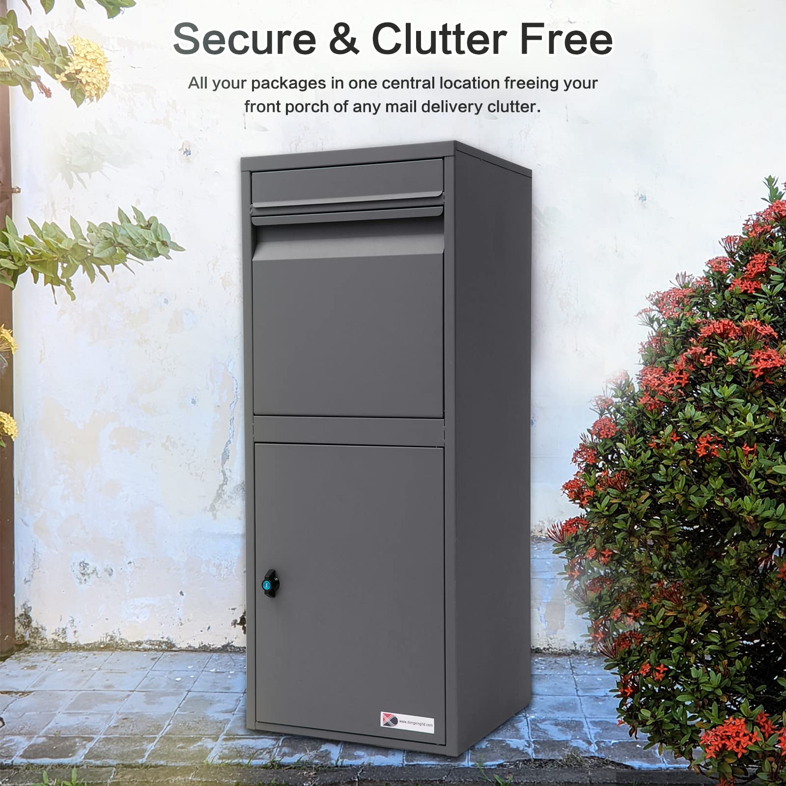 Extra Large Waterproof Outdoor Storage Box for Packages - Secure Locking Drop Box 16.73
