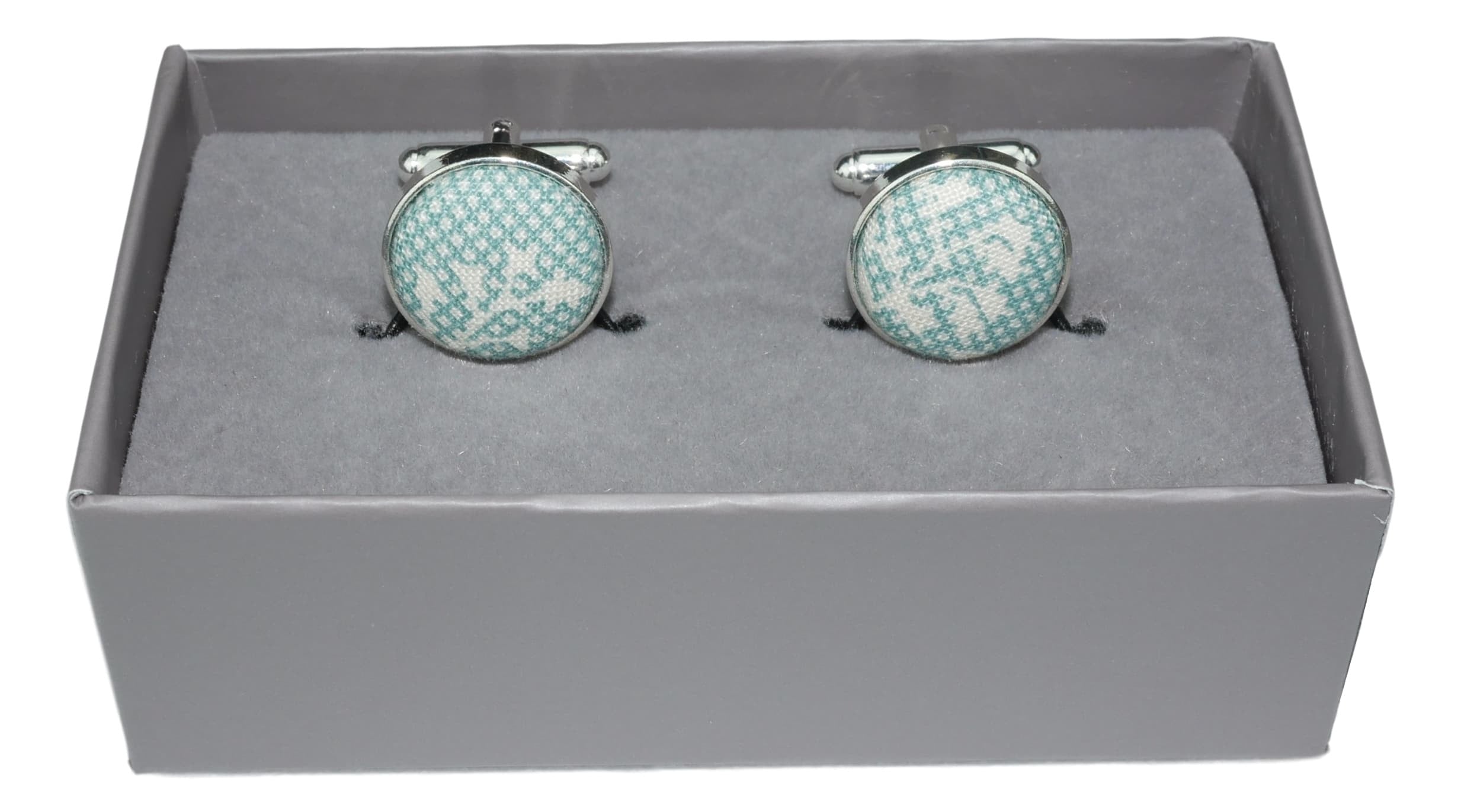 Elegant Aqua Pixel & Floral Cufflinks for Men - Perfect for Weddings, Business Attire & Formal Events