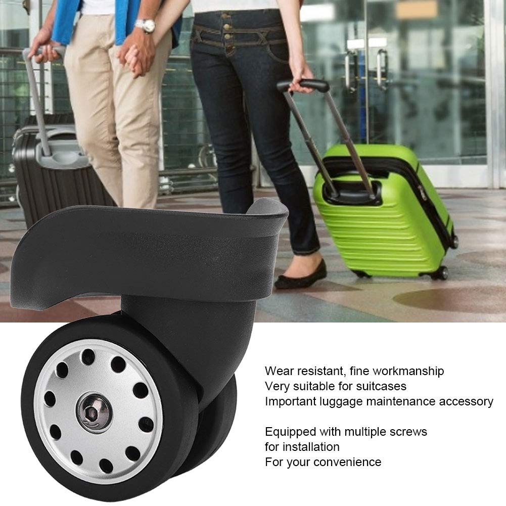 2Pcs Universal Luggage Caster Wheels - A88 PP PET Swivel Replacement Wheels with Multihole Design & Accessories for Suitcase Repair (Black) | Perfect for Travel Luggage, Carry-Ons & Spinner Case Maintenance