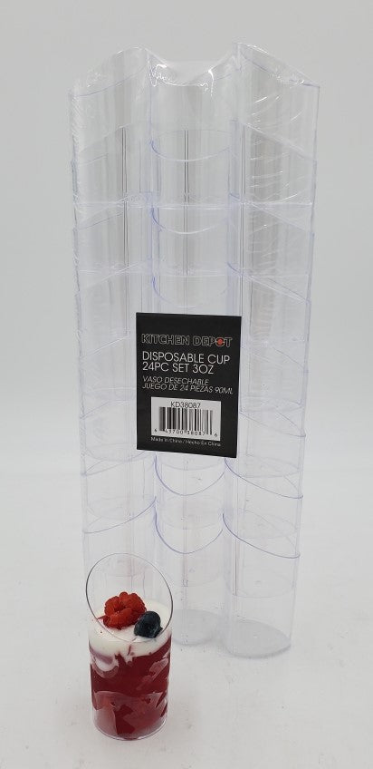3 oz Clear Plastic Dessert Cups - 24 Count (Pack of 1) - Perfect for Parfaits, Ice Cream, Jello, Pudding & Party Serving