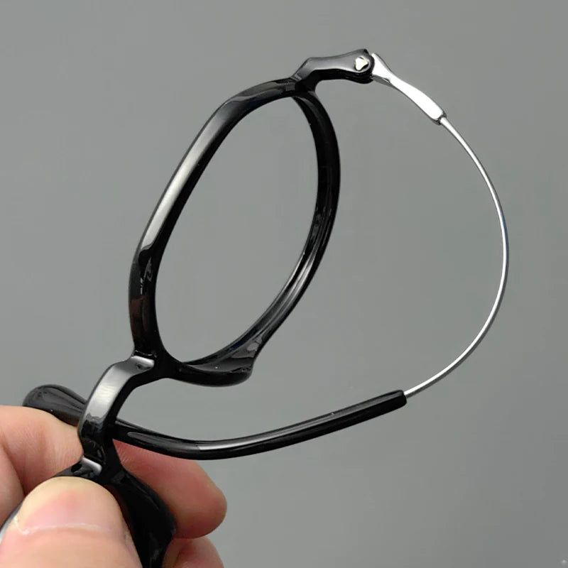 CCspace Unisex Full Rim Round TR90 Titanium Eyeglasses Frame 57100 - Lightweight & Durable for Work, Reading & Everyday Wear