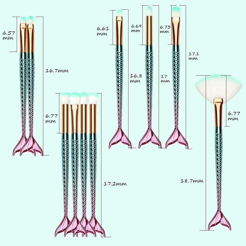 LOCANS Beauty 10-Piece Makeup Brush Set with Fish Shape Handle - Foundation, Blush, Eyeshadow, Concealer Brushes - Professional Cosmetic Makeup Tools Kit for Daily Makeup & Travel Use
