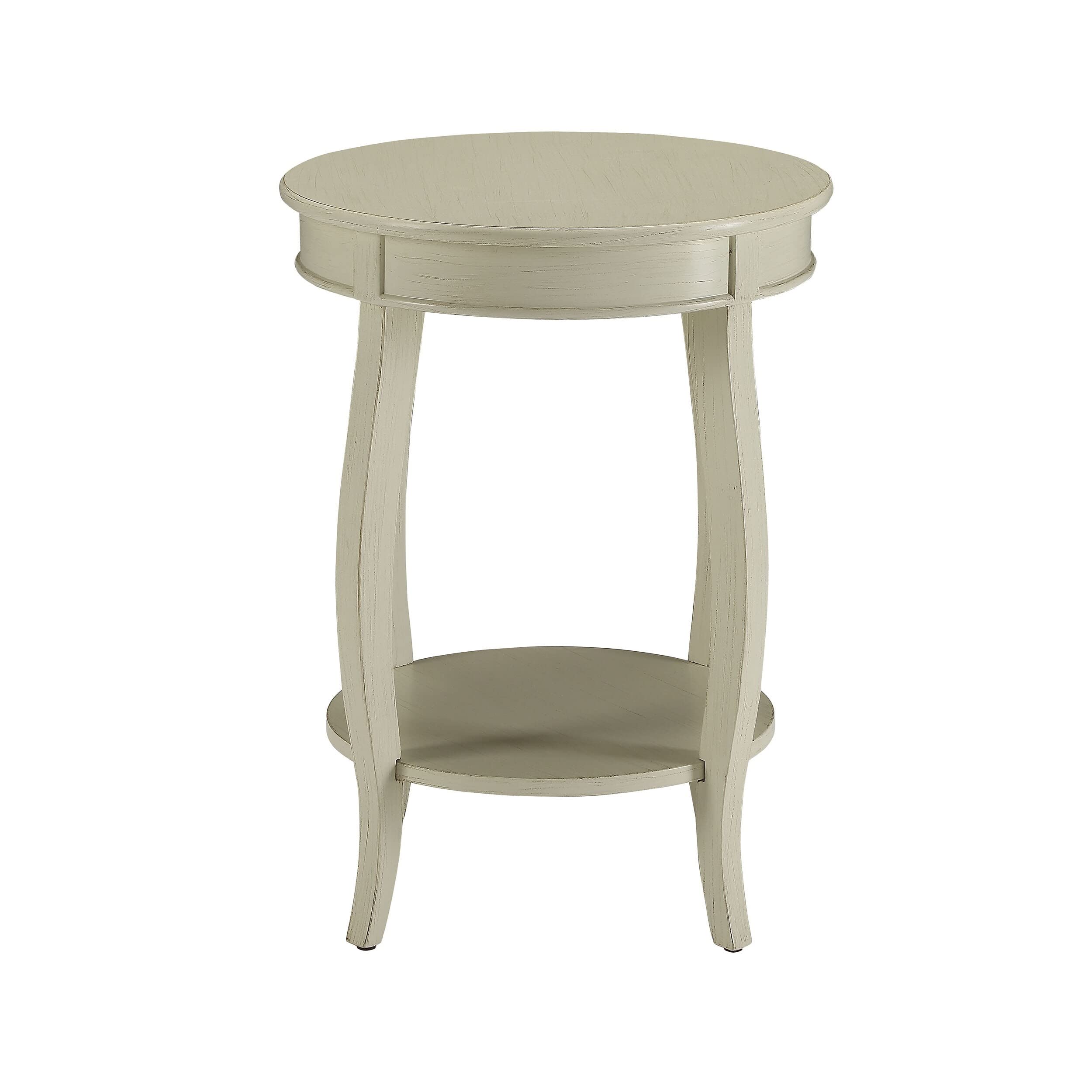 Modern Design Portici Wooden Accent Side Table - Antique White Finish - Perfect for Living Room, Bedroom, or Office Decor