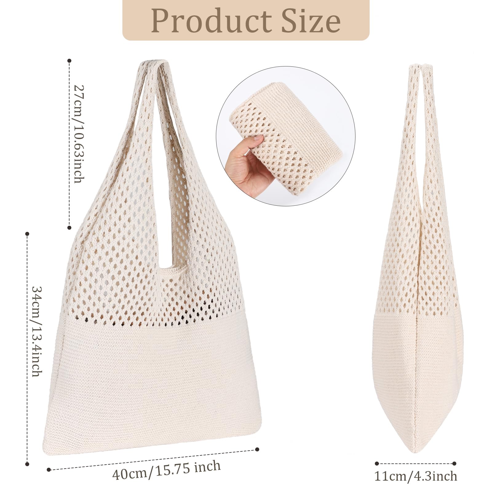Sightor Crochet Tote Bag for Women - Handmade Mesh Beach Bag, Knit Summer Hobo Purse, Boho Shoulder Bag for Vacation, Travel, Shopping & Daily Use