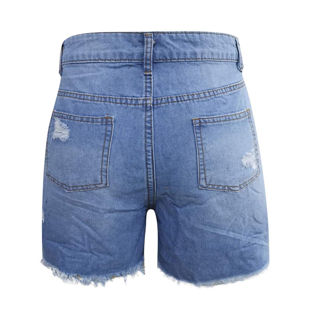 hlysgo Women's Mid Rise Ripped Stretchy Denim Shorts with Frayed Raw Hem - 2024 Summer Casual Jean Shorts for Outdoor Adventures and Weekend Getaways