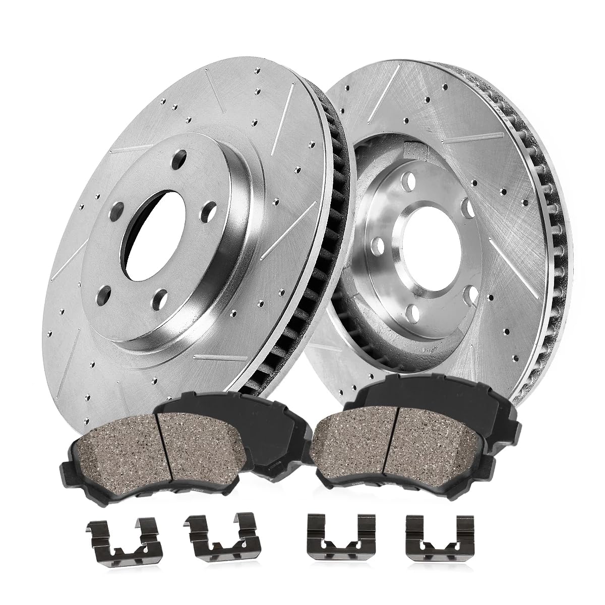 Callahan Front Brake Kit for Honda Accord Civic Element - Drilled & Slotted Brake Rotors with Ceramic Pads | High-Performance Braking System | Perfect for Daily Commuting & Sport Driving