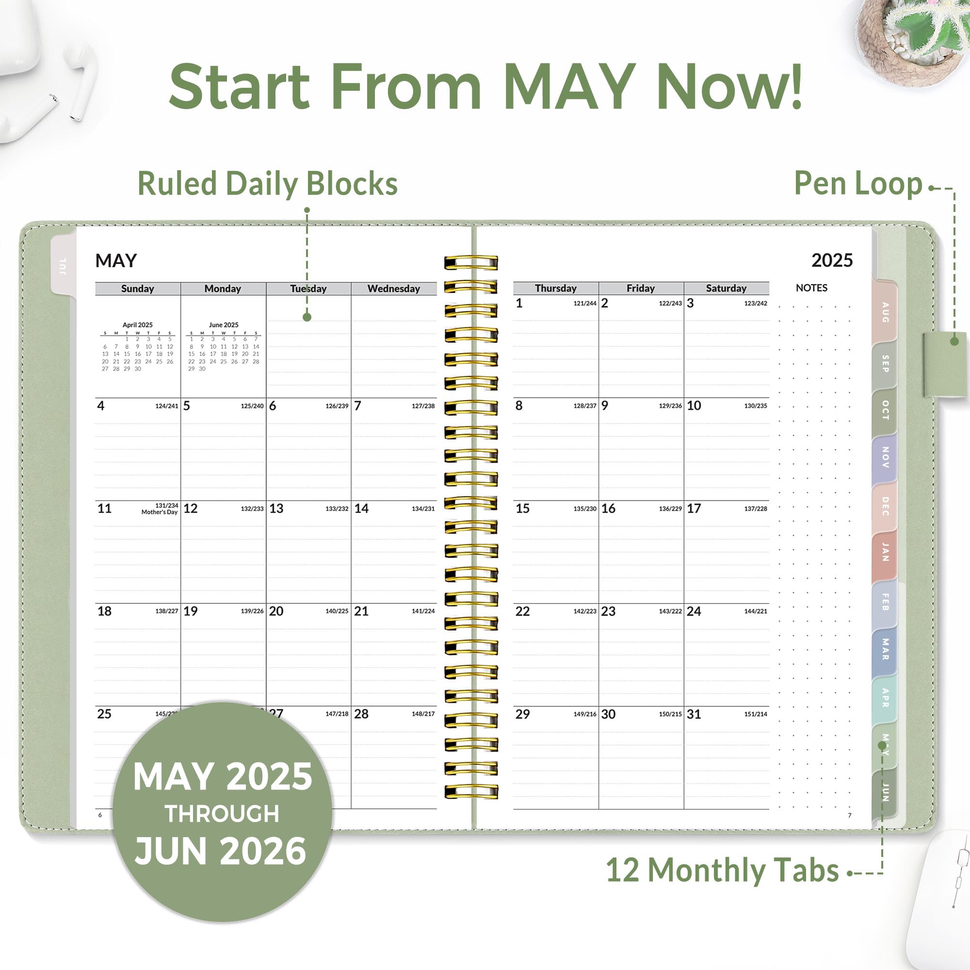 SUNEE 2025-2026 Weekly & Monthly Planner - 12 Month Academic Calendar (July 2025 to June 2026), 6.4