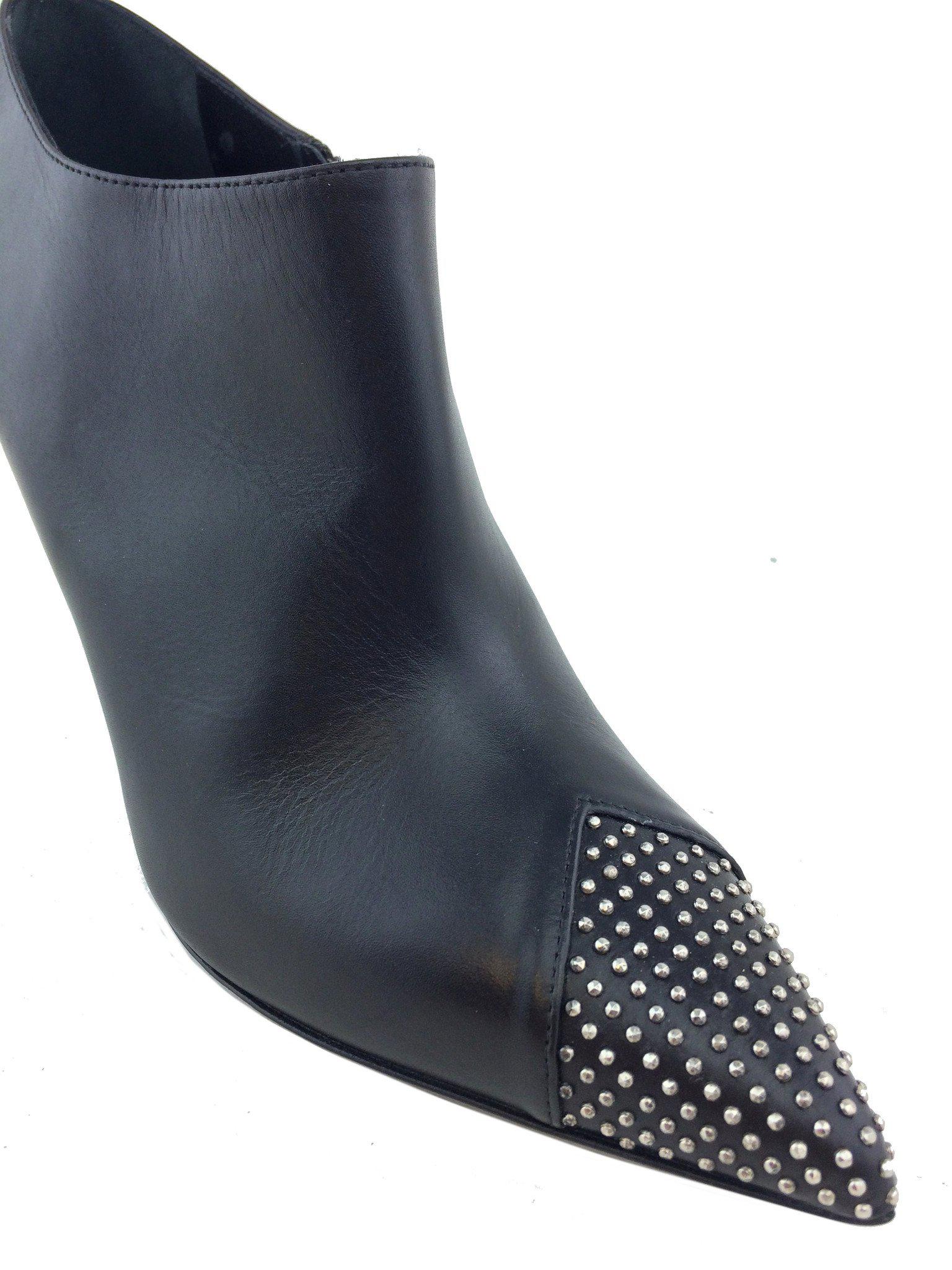 Saint Laurent Studded Pointed Toe Ankle Boots Women's Size 10 Black Leather - Perfect for Night Out, Party & Evening Events