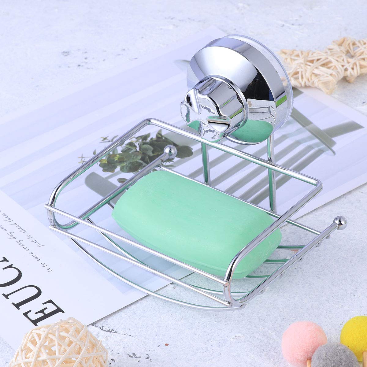 Stainless Steel Shower Soap Holder with Strong Suction - Rustproof Soap Dish for Bathroom, Kitchen, Gym & Travel - Cabilock Wall Mount Soap Dispenser for Shower Caddy Organization