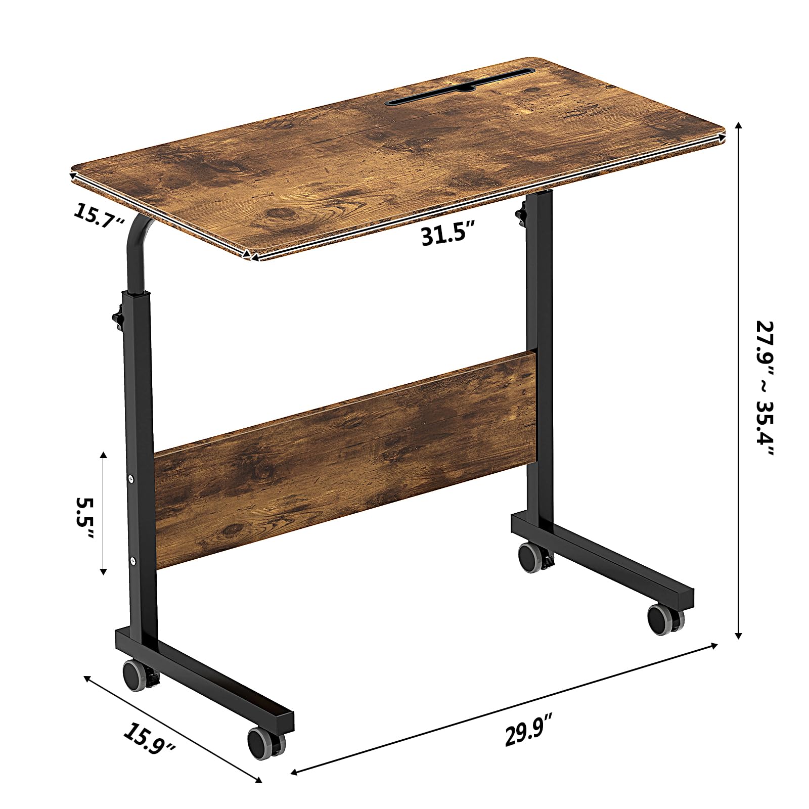 Adjustable Mobile Standing Desk with Wheels - 31.5