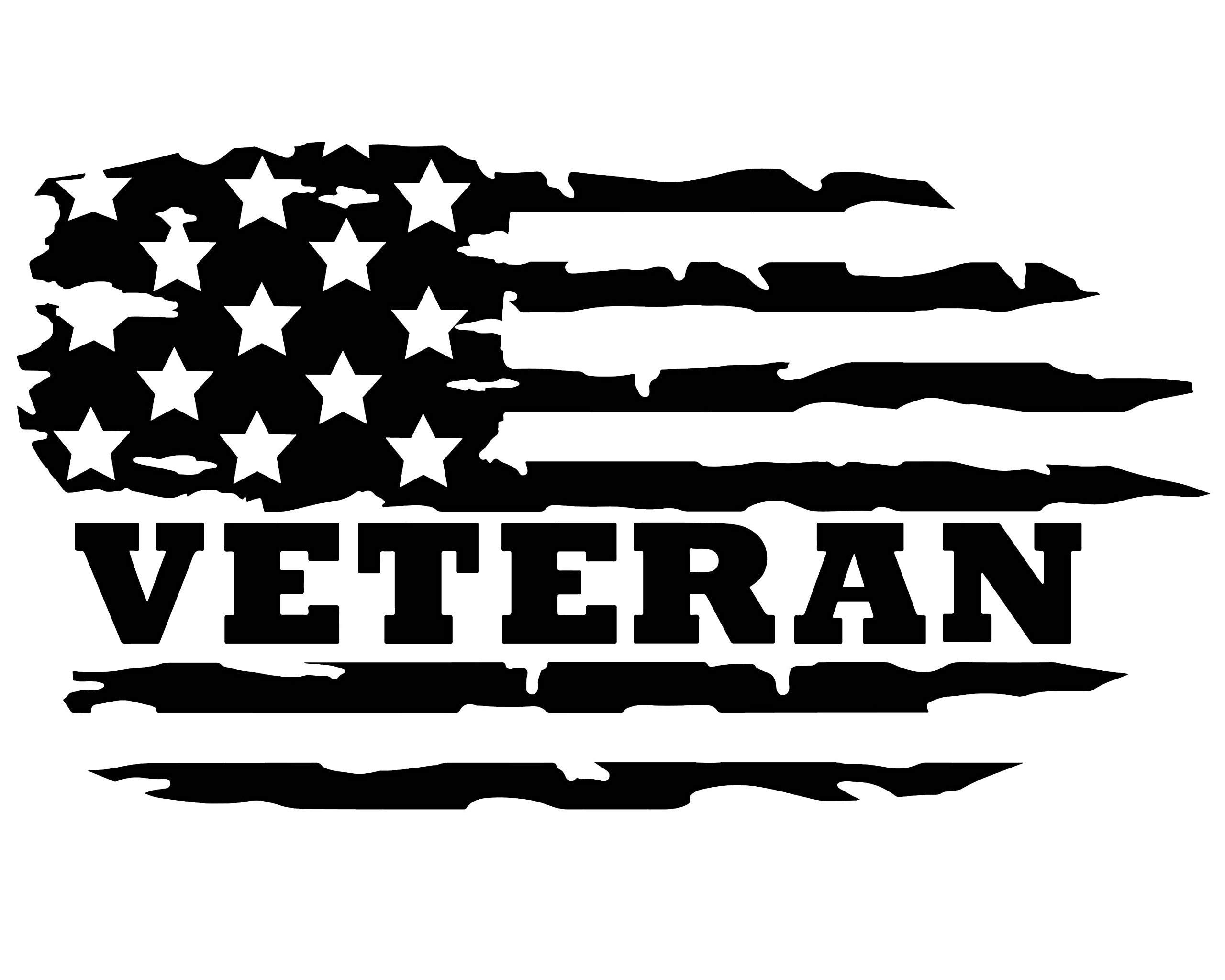 Custom Vinyl Distressed American Flag Veteran Decal - Patriotic Military Bumper Sticker for Cars, Tumblers, Laptops & Windows | Honoring Soldiers & Military Service | Perfect for Veterans Day, Memorial Day & Patriotic Home Decor
