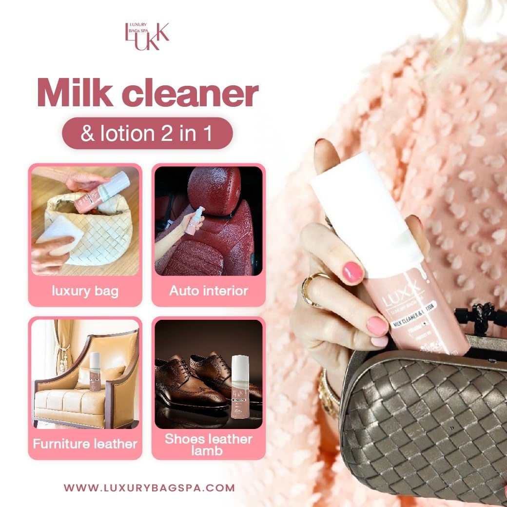 Premium 2-in-1 Leather Cleaner & Conditioner Kit - Nourish, Polish & Protect Luxury Bags, Purses, Handbags, Furniture & Car Seats | Includes Microfiber Cleaning Towel | Restores & Protects Leather Shoes, Jackets & Accessories | Ideal for Daily Care & Deep Cleaning of Leather Goods