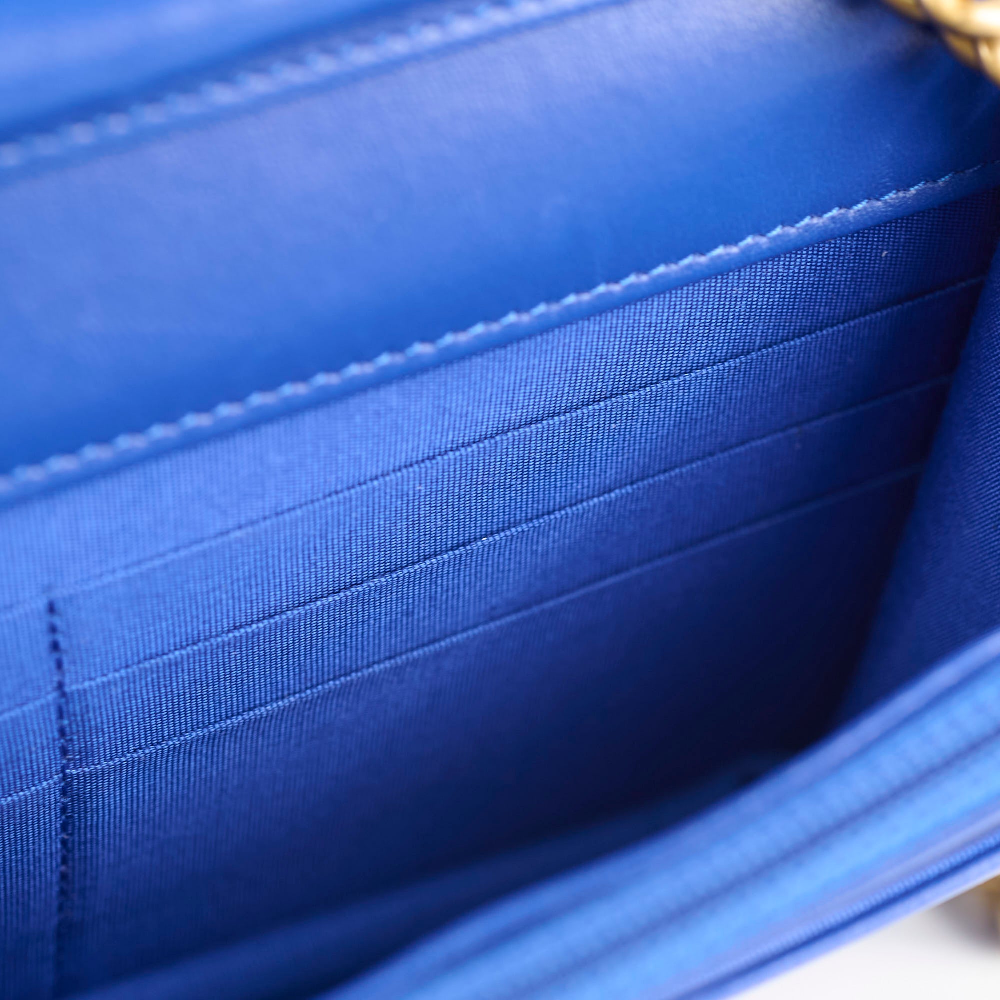 Chanel Boy Wallet on Chain Blue Lambskin Leather Crossbody Bag - Perfect for Evening Out & Daily Use