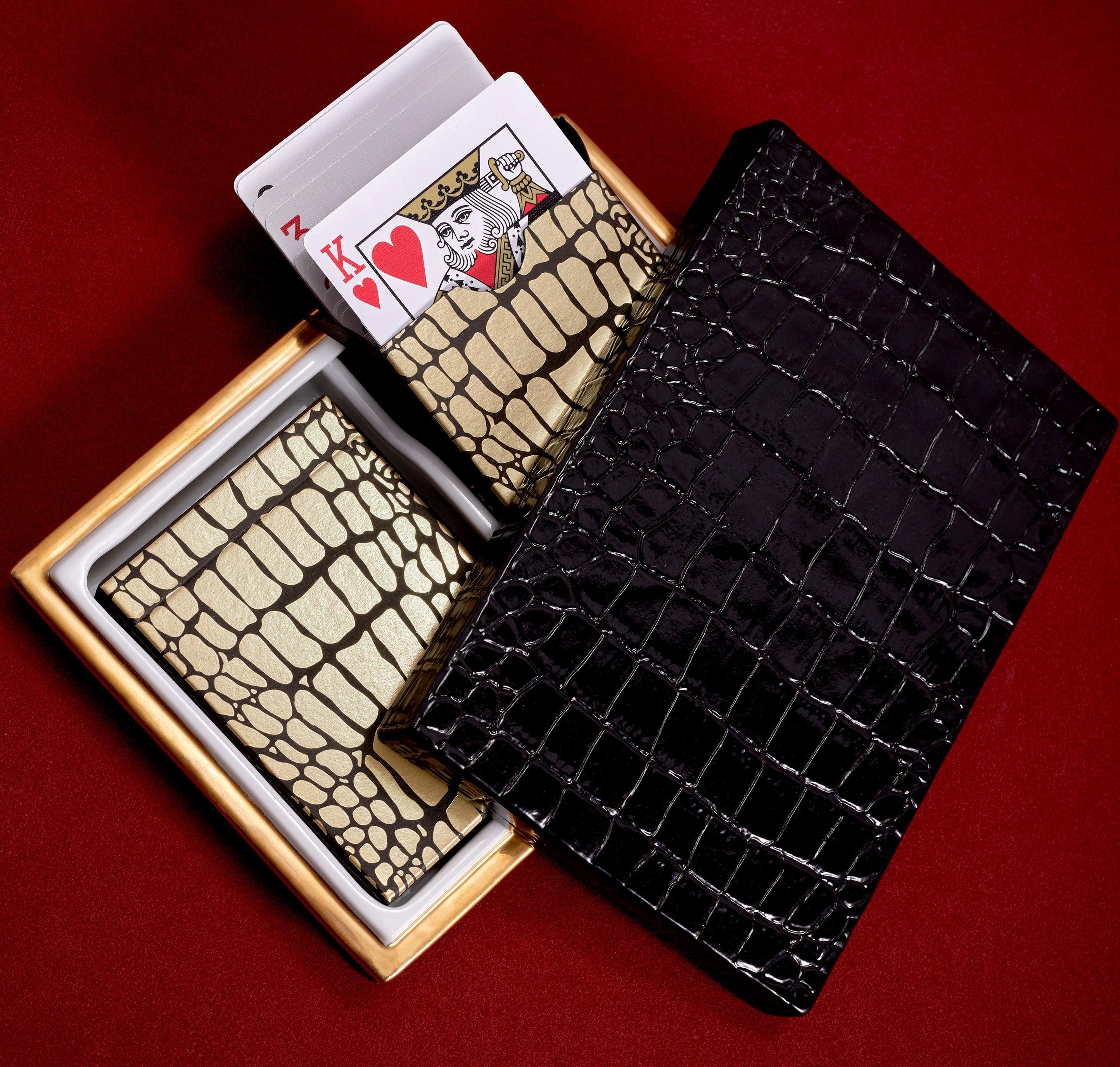 Premium Crocodile Embossed Playing Card Box Set - 2 Decks of Casino Quality Poker Cards for Poker Nights, Magic Tricks & Game Nights