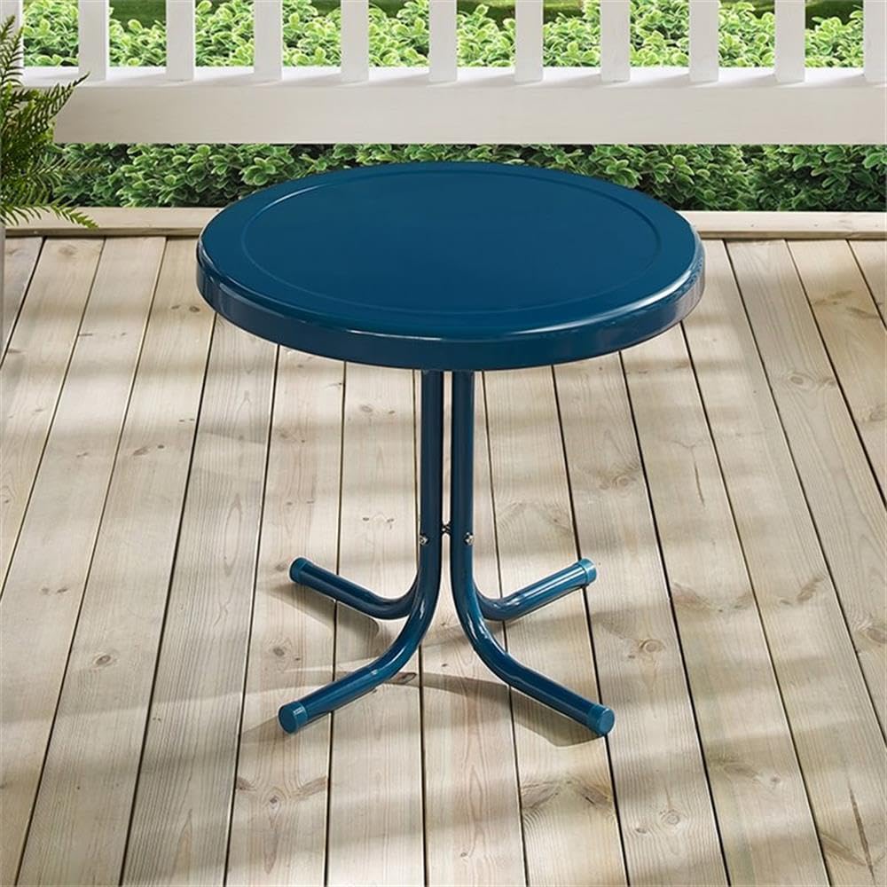 Home Square 2-Piece Navy Blue Metal Patio End Table Set - Outdoor Furniture for Deck, Garden & Poolside Relaxation