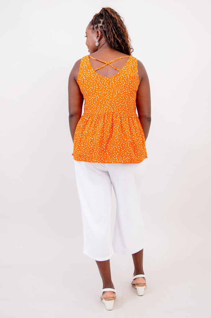 Kaya Top - Orange Polka Dot Blouse for Women | Final Sale | Perfect for Casual Outings & Summer Parties