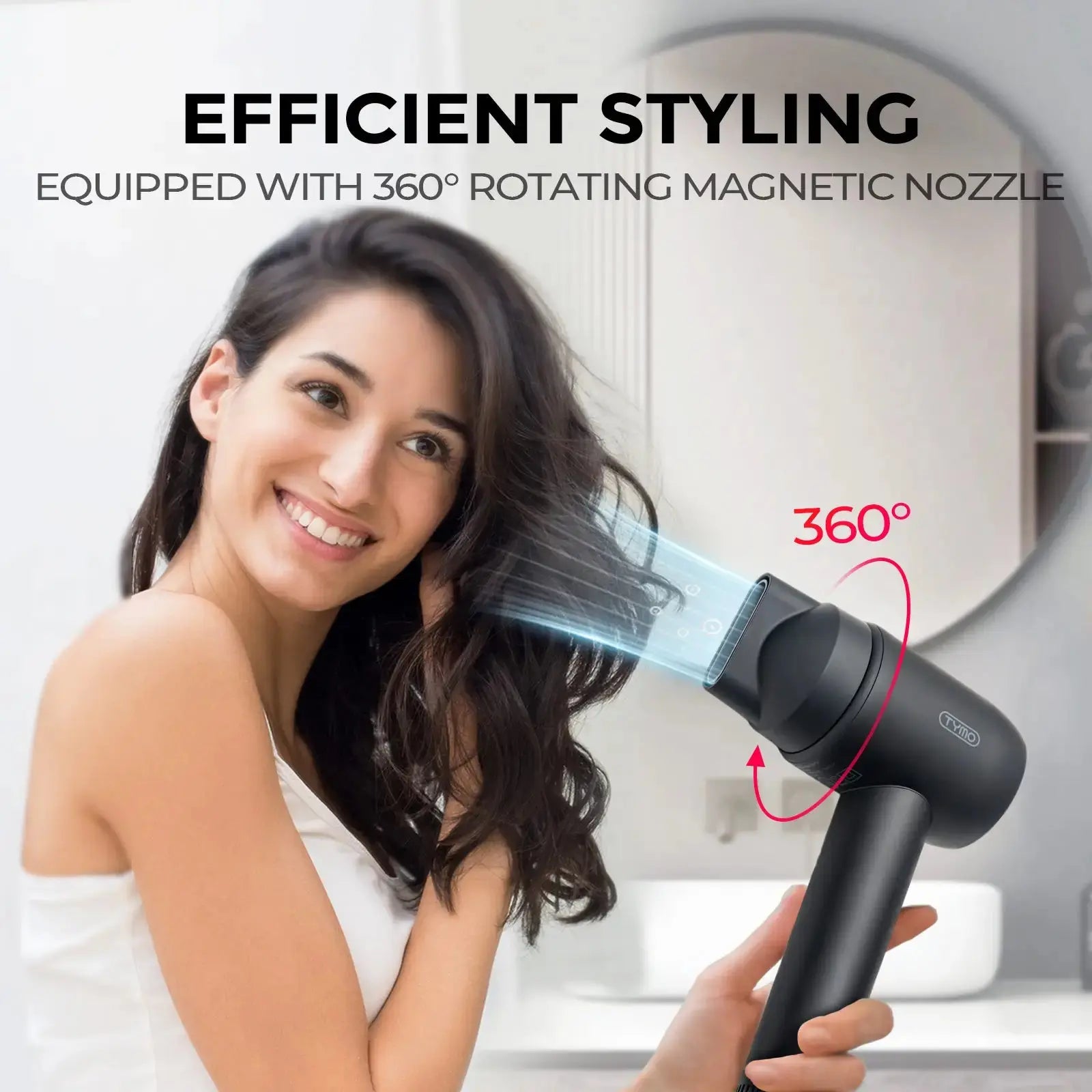 TYMO AIRHYPE Compact Hair Straightener & Styler - Travel-Friendly, Fast Heating, Grey (For US & Canada) - Perfect for Home, Salon & On-the-Go Styling