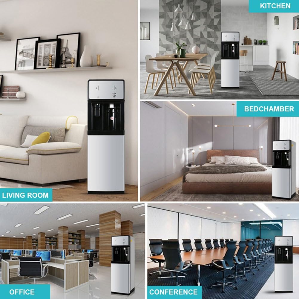 Hot and Cold Water Dispenser with Storage Cabinet - Dual Function Ice Maker & Heater for Home and Office Use
