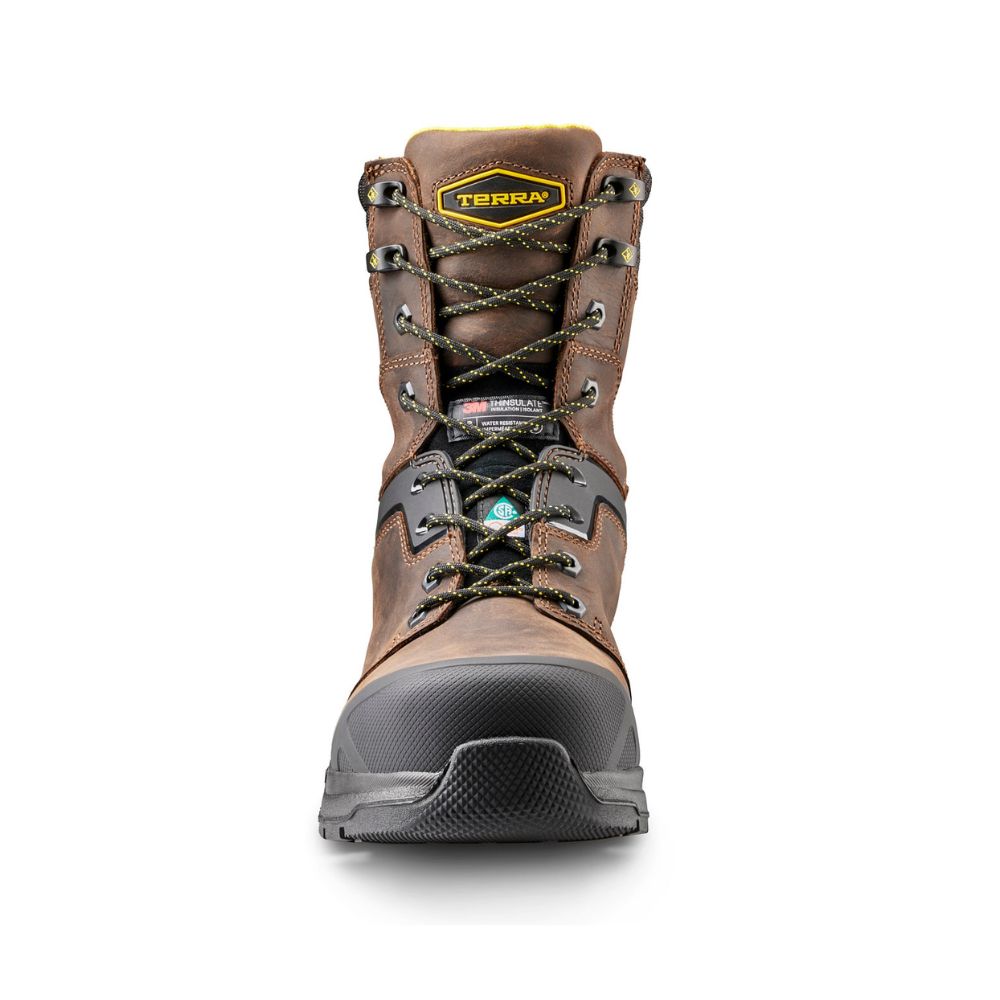 Terra Carbine Men's 8 Inch Composite Toe Waterproof Work Boots - Brown (TR0A4TCRBRN) | Durable Safety Shoes for Construction, Warehouse & Outdoor Work