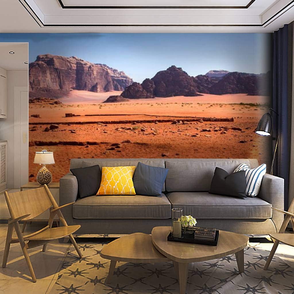 Self-Adhesive Removable Peel & Stick Wallpaper Mural - Wadi Rum Desert & Kansas Landscape Wall Decal for Living Room, Bedroom Decor | Easy Home Craft Wall Sticker | Scenic Nature Wall Poster for Home & Office