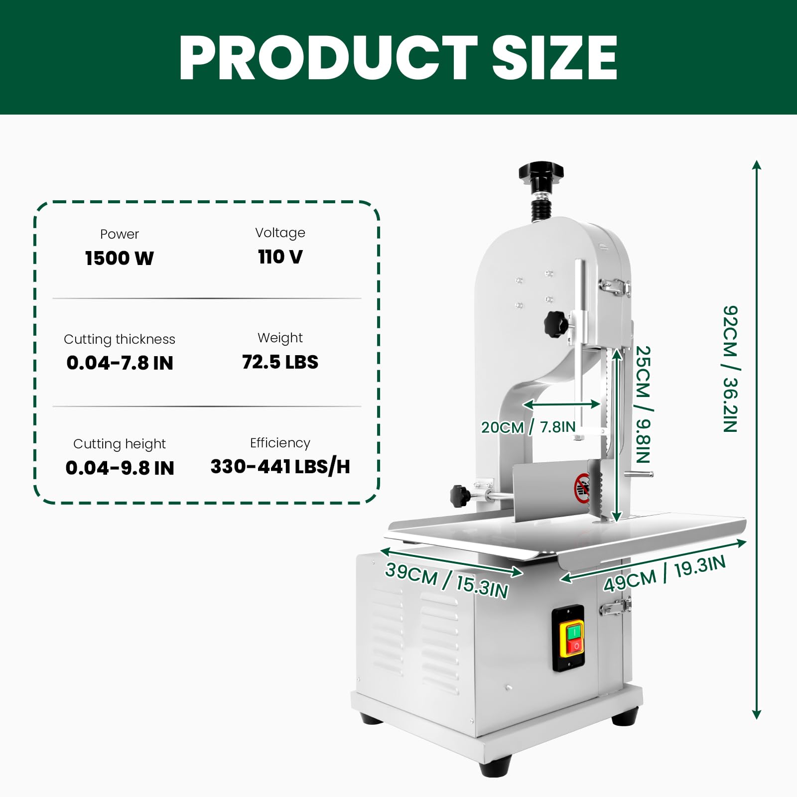 1500W Electric Bone Saw Machine - 8 Blades, 0.04-7.8