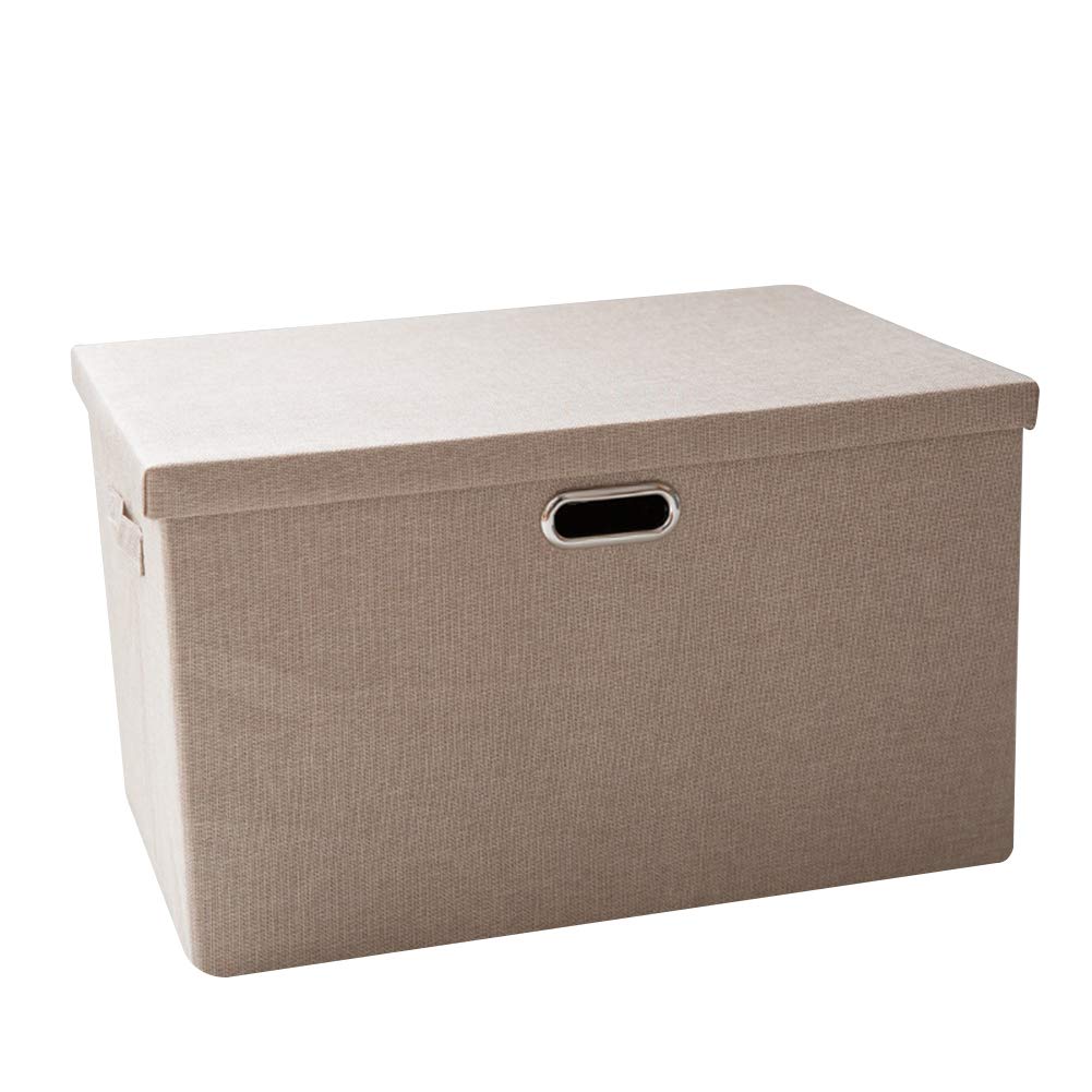 Foldable Non-Woven Fabric Storage Bins with Handles & Lids - 58x40x35cm Beige Storage Cube Boxes for Nursery Toys, Kids Room Organization & Home Closet Storage