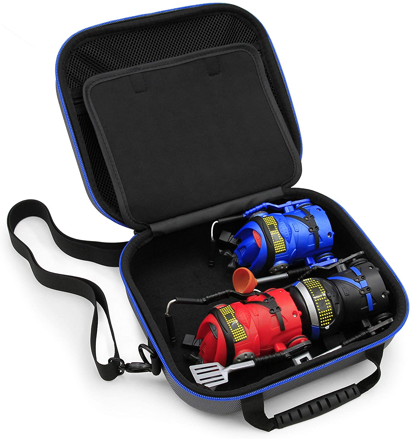 CASEMATIX Toy Storage Travel Case with Shoulder Strap - Holds 4 Ninja Bots Interactive Battle Robots & Accessories (Case Only) - Perfect for Kids Travel, Playdates & Toy Organization