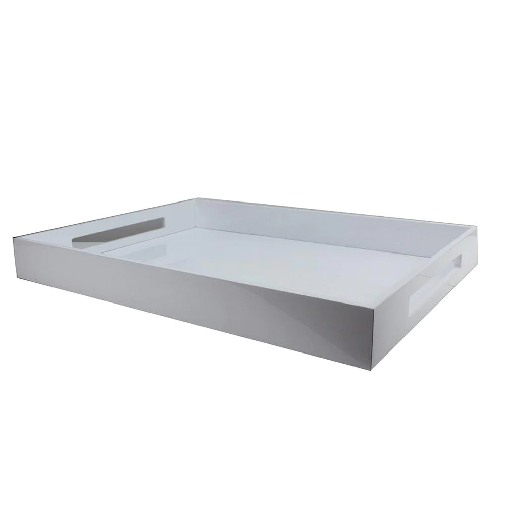 Addison Ross White Large Lacquered Ottoman Tray - Stylish Decorative Serving Tray for Coffee Table, Bed, Sofa & Home Decor