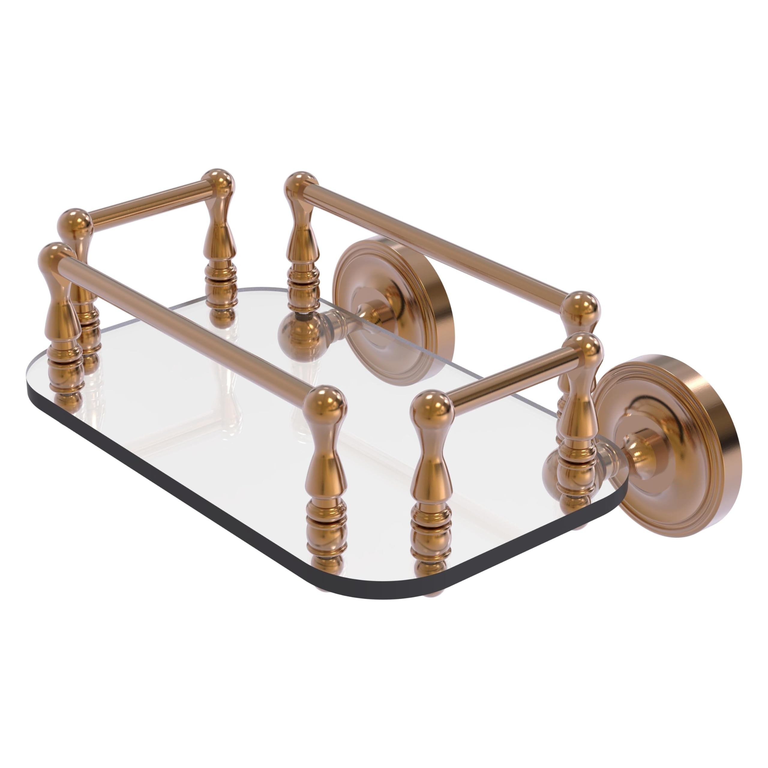 Allied Brass PR-GT-6 Prestige Regal Collection Brushed Bronze Wall Mounted Glass Tray Guest Towel Holder - Perfect for Bathroom, Powder Room & Guest House Decor