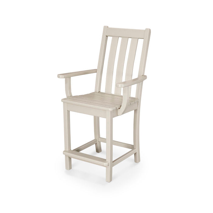 POLYWOOD Vineyard Counter Height Arm Chair - Durable Outdoor Dining Chair for Patio, Bar, and Kitchen - Weather-Resistant & Comfortable Seating for Restaurants and Home Use