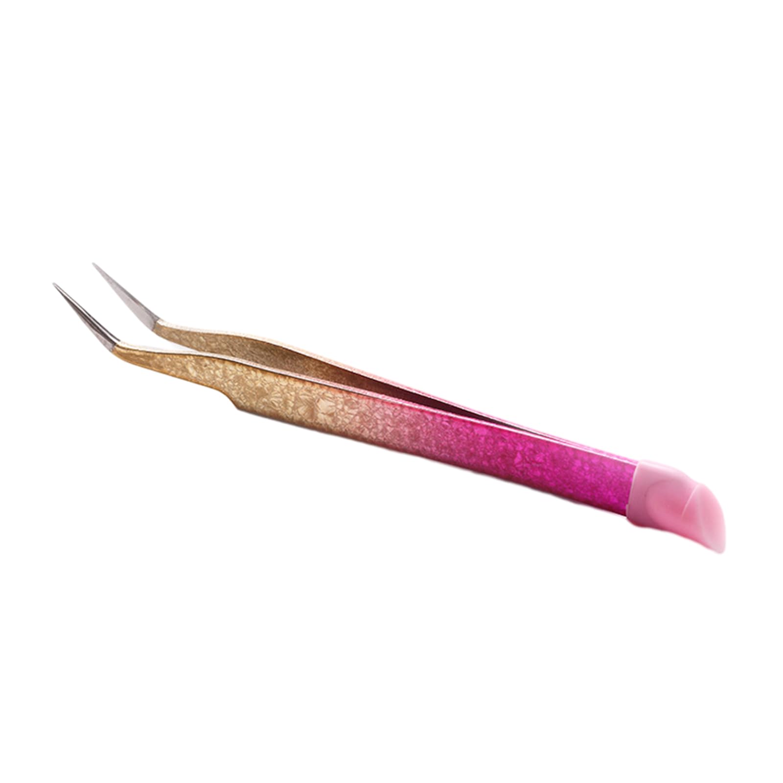 Premium Stainless Steel Double-Ended Nail Art Tweezers - Straight & Curved Tip Lash Tweezers with Silicone Head for Professional Nail Extensions, False Eyelash Application & DIY Nail Art - Perfect for Salon, Home Use & Beauty Enthusiasts