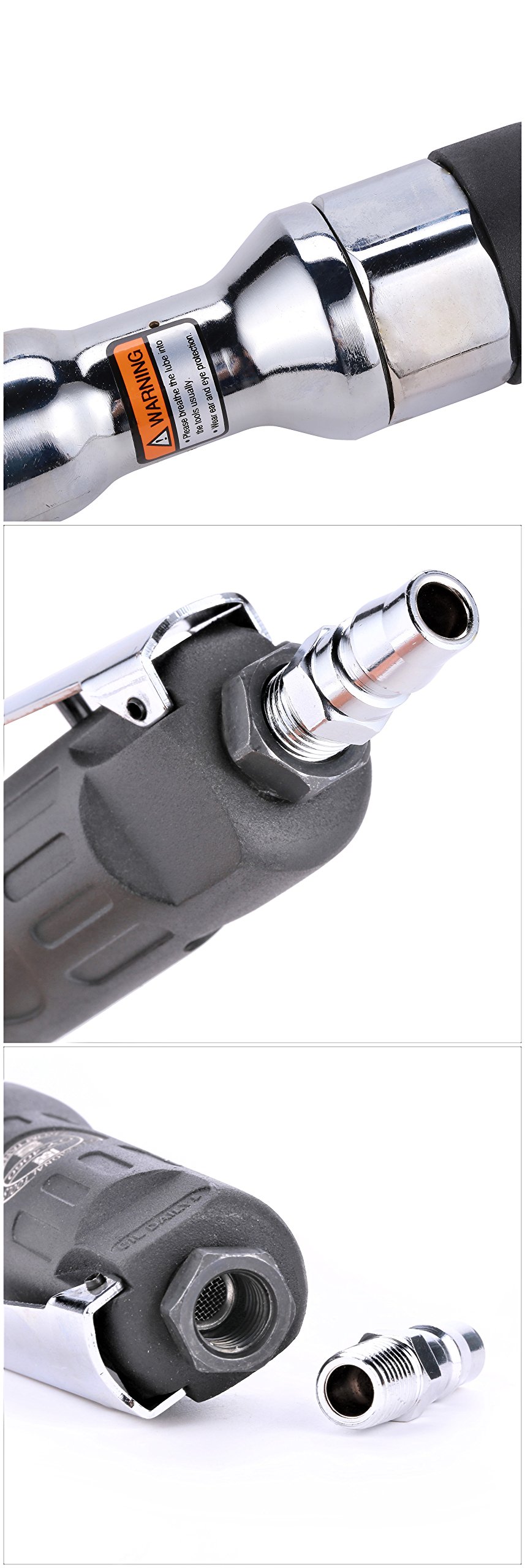 3/8 Inch Heavy Duty Air Ratchet Wrench - Pneumatic Power Spanner with High Torque Drive for Automotive Repair & Industrial Maintenance