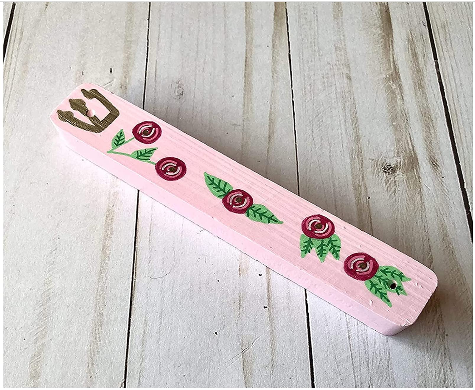 Beautiful Hamsa Mezuzah Tzedakah Box Set - Jewish Baby Naming Gift with Pink Roses Design - Perfect for Bar Mitzvah, Housewarming & Jewish Home Decor
