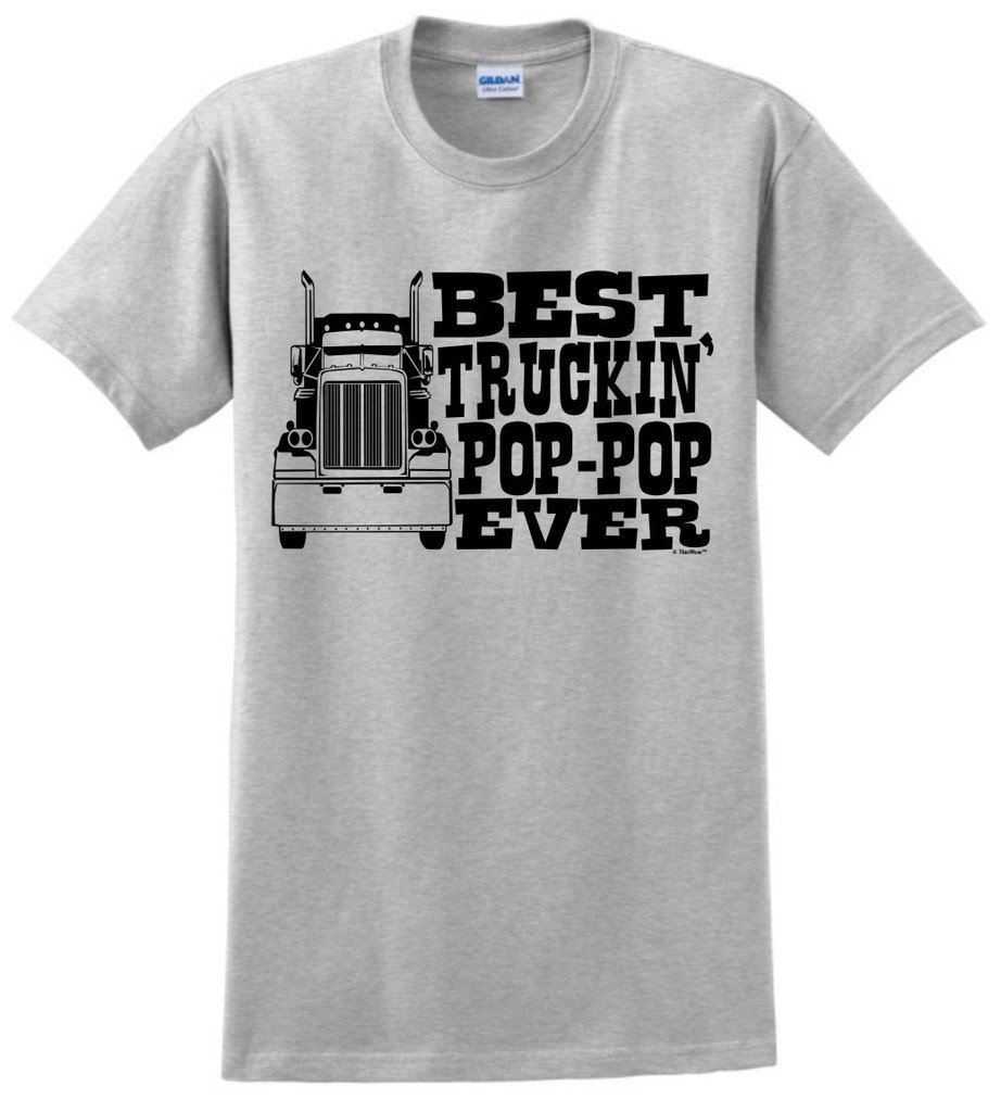 Best Truck Driver T-Shirt for Grandpa - Funny 'Pop-Pop Best Truckin Ever' Graphic Tee - Perfect Gift for Father's Day, Birthday & Retirement - Great for Road Trips, Truck Shows & Casual Wear