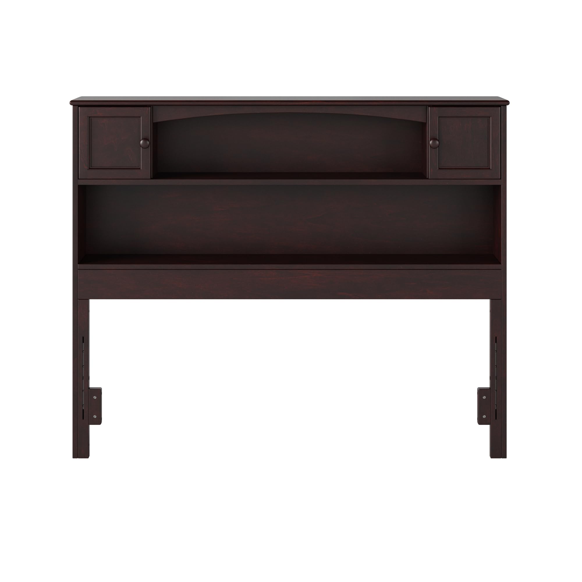 AFI Newport Full Size Bookcase Headboard with USB Charging Port - Espresso Finish for Bedroom Storage & Organization