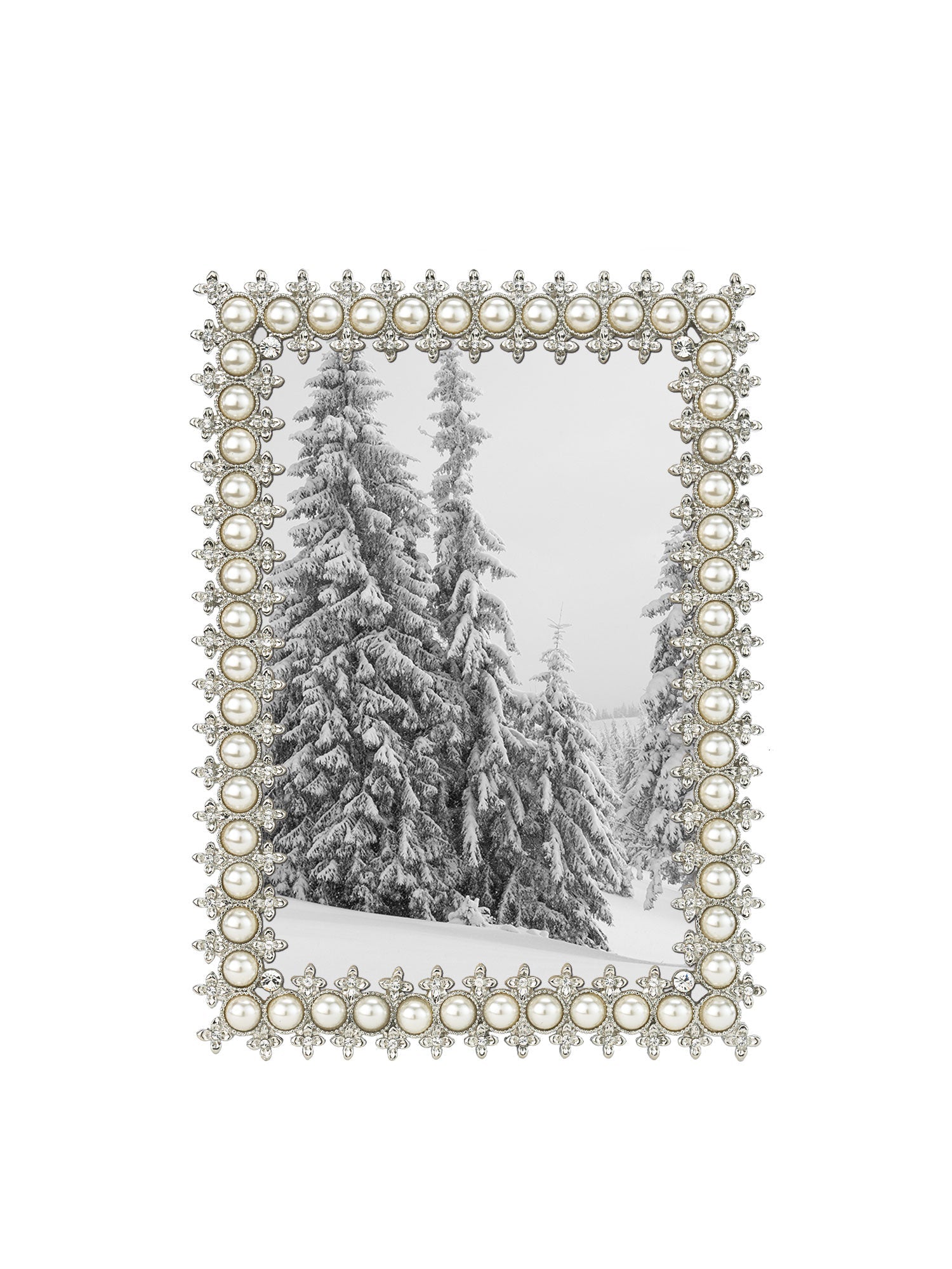 4x6 Crystal & Pearl Photo Frame - Elegant Home Decor for Wedding, Anniversary, and Family Pictures - Perfect for Displaying Memories on Shelves, Desks, and Walls