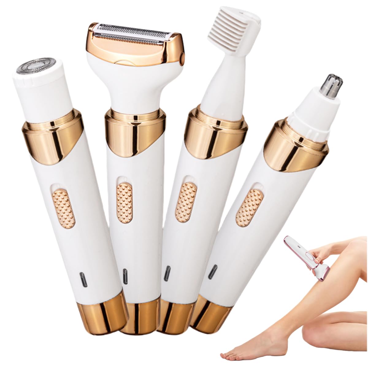 4-in-1 Electric Women's Shaver & Bikini Trimmer - Waterproof Body Hair Epilator for Smooth Skin - Perfect for Travel, Gym & Beach Prep