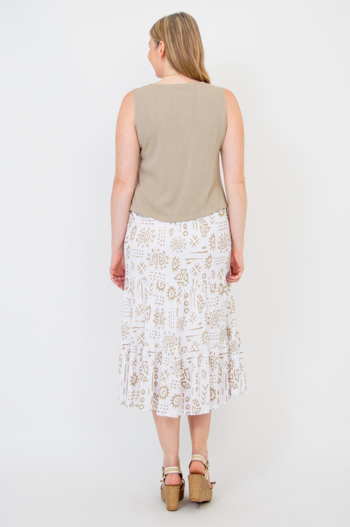 Havana Tank Top for Women - Soft Linen Bamboo Blend in Sand Color - Perfect for Summer Outfits, Beachwear, and Casual Style