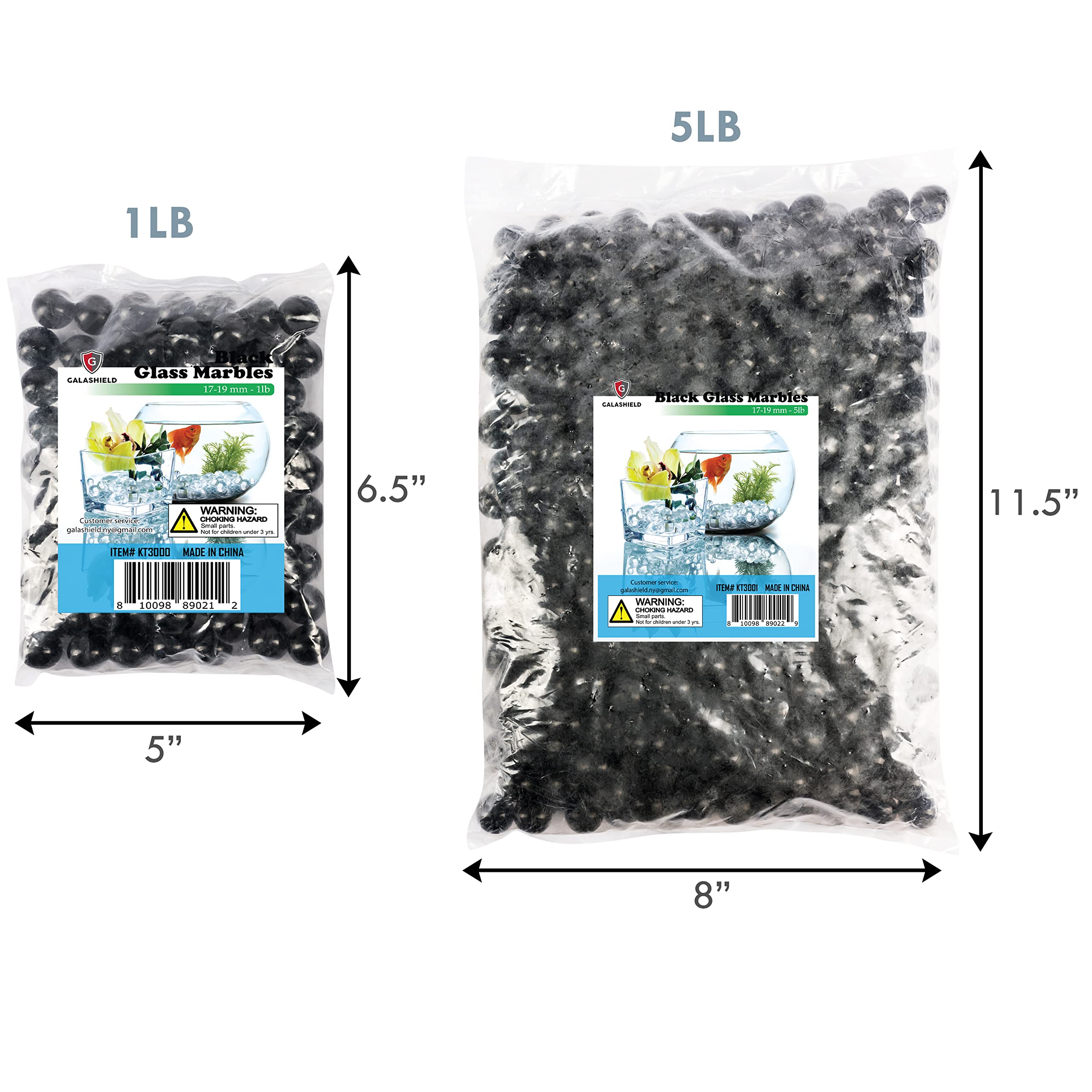Galashield Black Glass Marbles for Vases - 5lb Bulk Vase Fillers (Approx. 400pcs) - Decorative Round Glass Beads for Home Decor, Centerpieces & Floral Arrangements