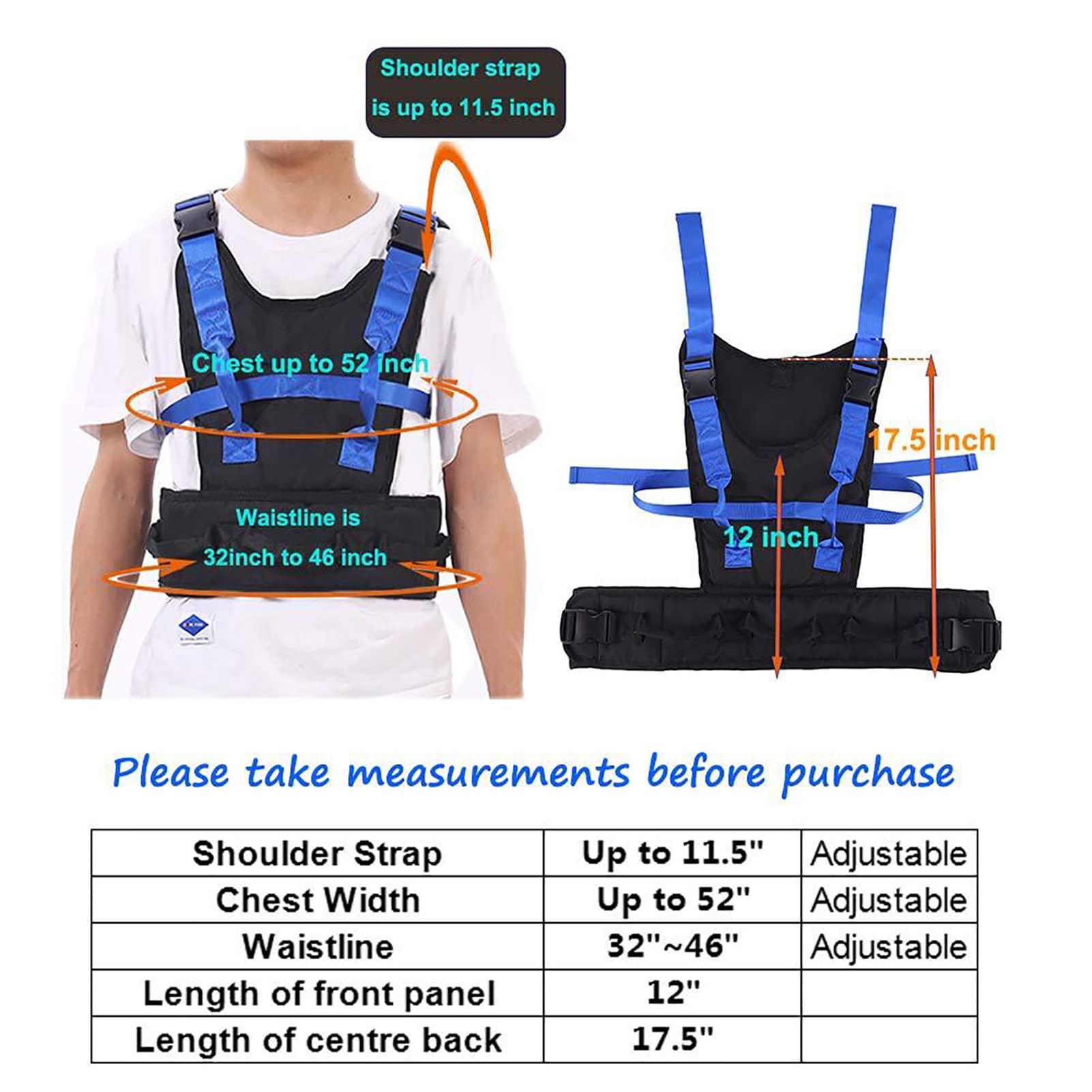 **Physical Therapy Gait Belt with Handles - Transfer Assistance Belt for Seniors & Elderly Care - Pediatric Lifting Harness for Safe Mobility - Ideal for Home, Hospital, and Rehabilitation Use**