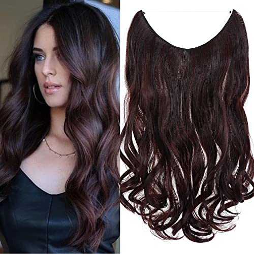 Premium Curly Synthetic Invisible Wire Hair Extensions - Seamless Clip-In Extensions for Volume & Length - Perfect for Parties, Weddings & Everyday Styling