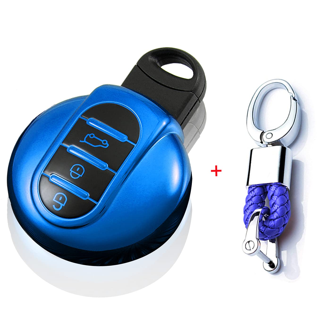 SANRILY Blue Smart Key Fob Case for BMW Mini Car Keys (2016-2020 Models) - Protective Keyless Remote Cover for Mini Cooper, Clubman, Convertible & Countryman | Durable Keychain Holder for Everyday Use & Travel Protection