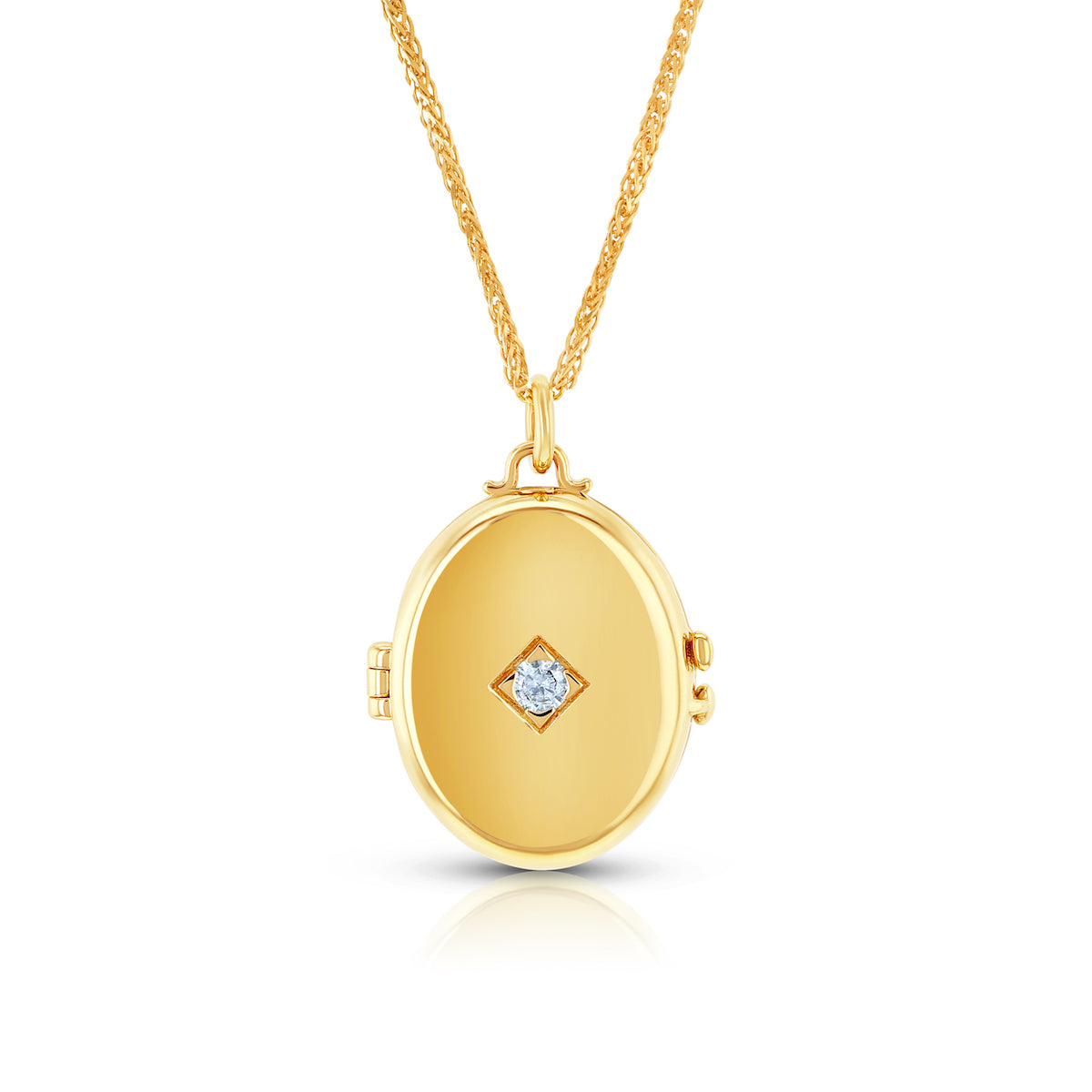 Single Diamond Locket Necklace - Elegant 14K Gold Pendant for Women | Perfect for Valentine's Day, Anniversary & Special Occasion Gifts