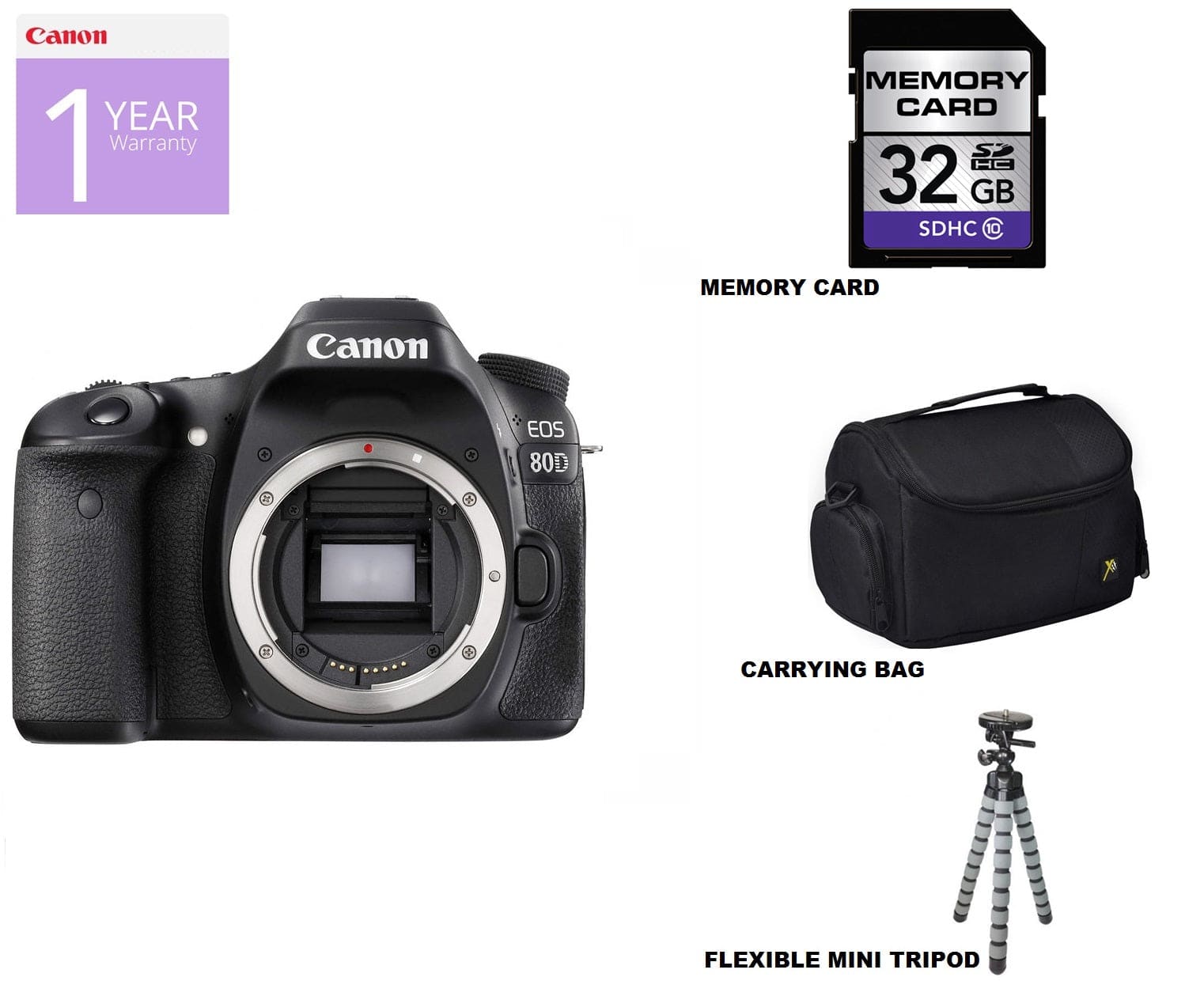 Canon EOS 80D DSLR Camera Body Only with Starter Kit - Professional Photography for Beginners, Travel & Portrait Shooting