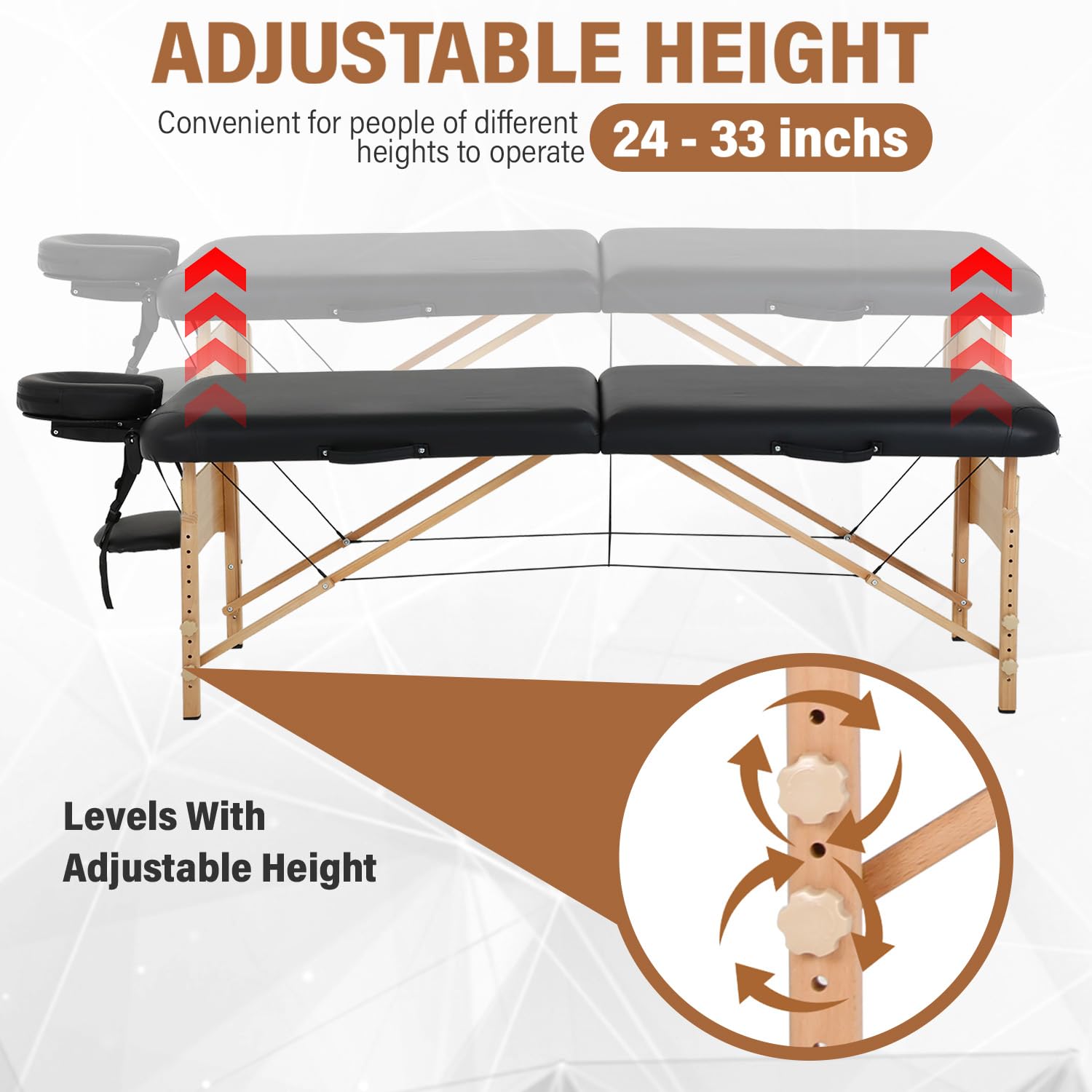 FDW Portable Massage Table - 28 Inch Wide Foldable Spa Bed with Adjustable Height & Half Bolster, Includes Oxford Carrying Bag - Perfect for Professional Massage, Facial Care, Foot Spa, and Tattoo Services