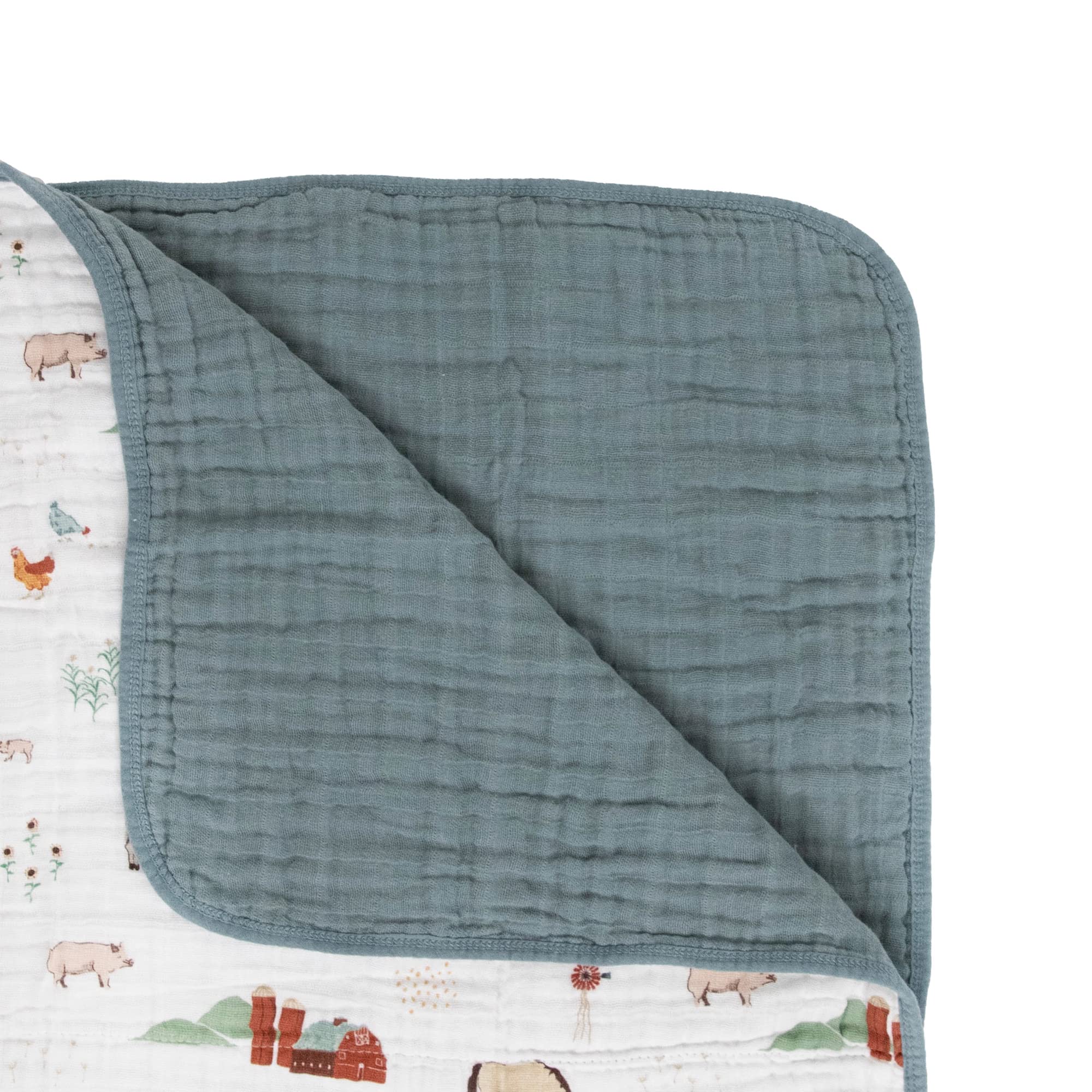 Little Unicorn Original Cotton Muslin Baby Blanket - Soft Farmyard Print Swaddle & Nursing Cover for Newborns, Infants & Toddlers | Perfect for Nursery, Stroller & Photo Shoots